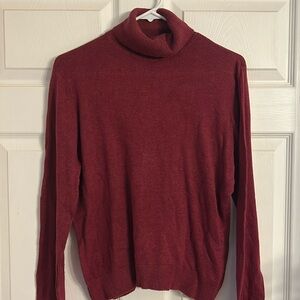 August Silk burgundy turtleneck sweater